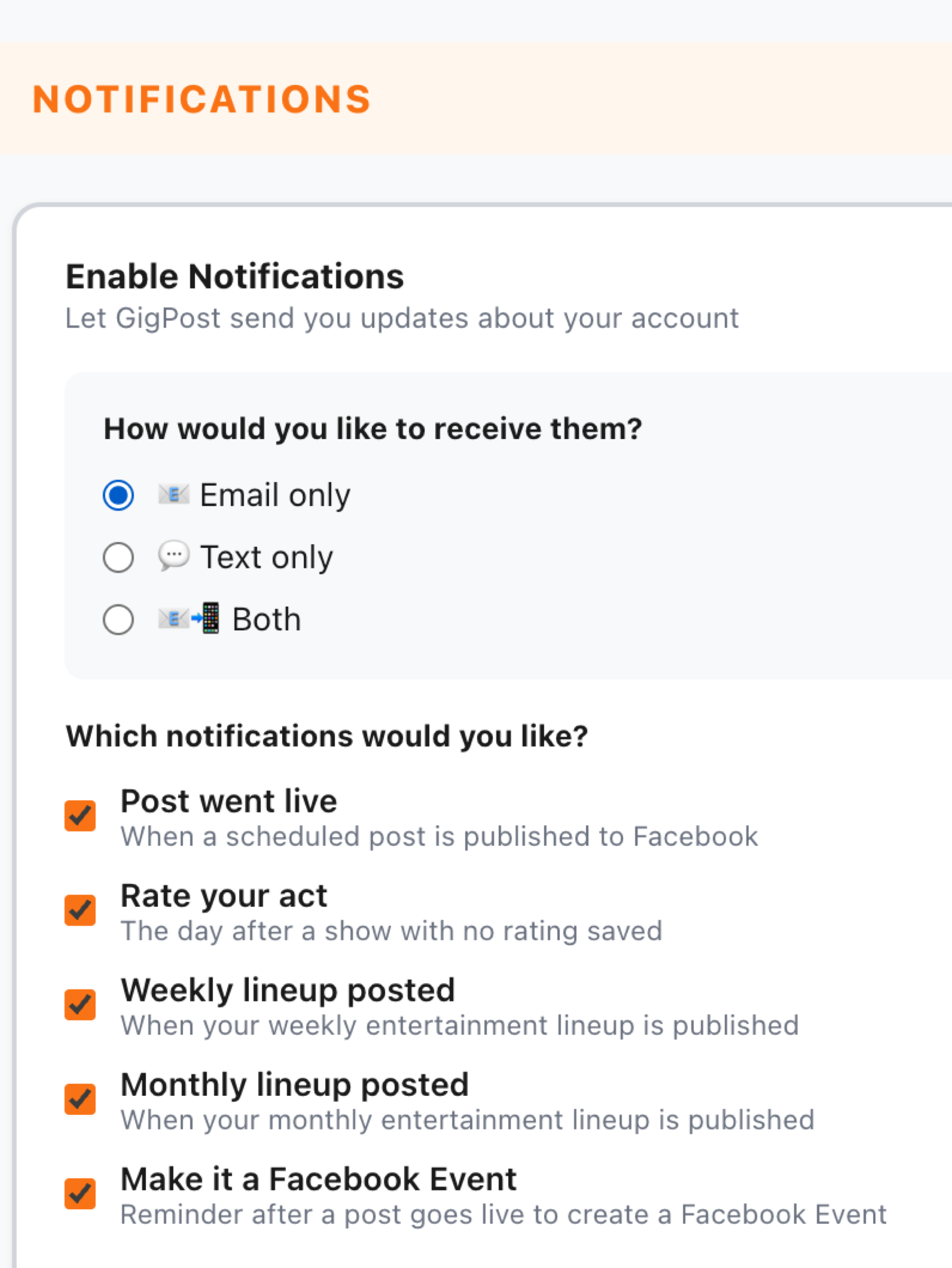 Notification preferences